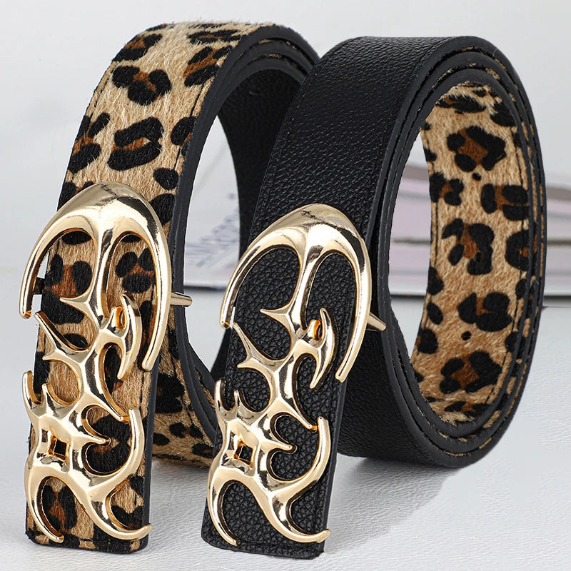 Y2K Hollow PU Leather Punk Belt – Reversible Unisex Style Punk Fashion Belt SWANS