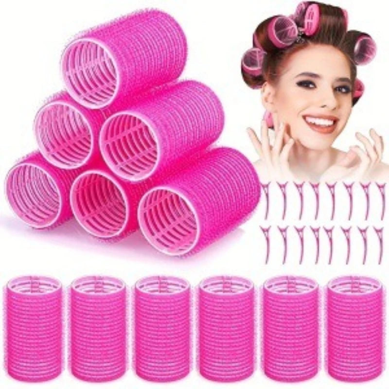 24-Pack Heatless Self-Grip Hair Rollers 4cm | Salon Curler Set Hair Rollers Set SWANS