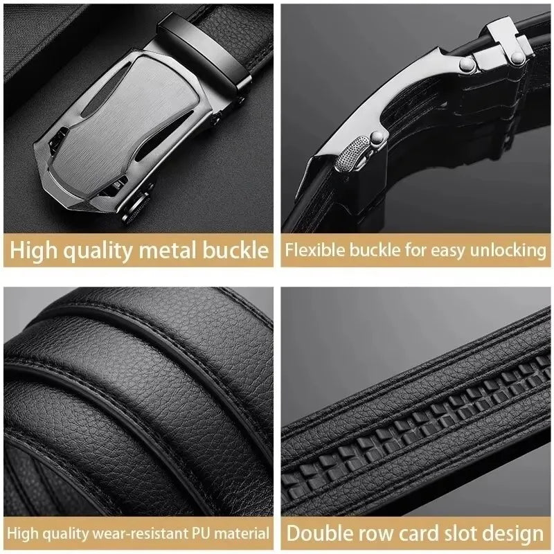 Men's PU Leather Belt – Metal Buckle for Jeans & Cargo Pants Men's Leather Belt SWANS