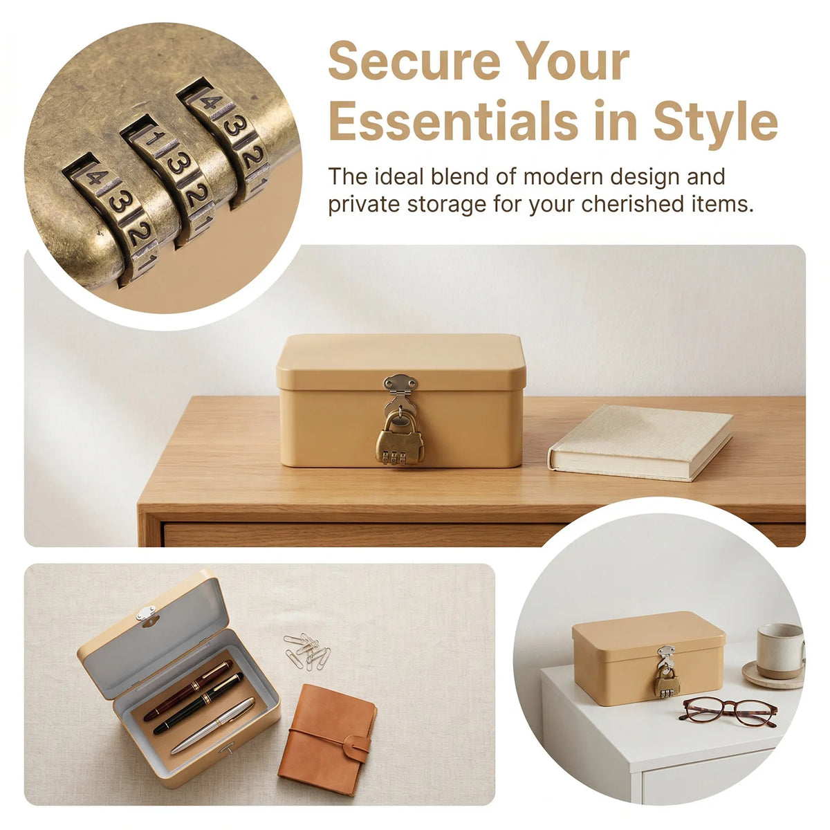 Retro Tin Storage Box with 3-Digit Combination Lock | Vintage Lockable Storage Box SWANS
