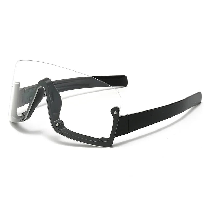 Y2K Rivet Half Frame Sunglasses – Unisex Punk Vintage Goggle Fashion Sunglasses SWANS Clear