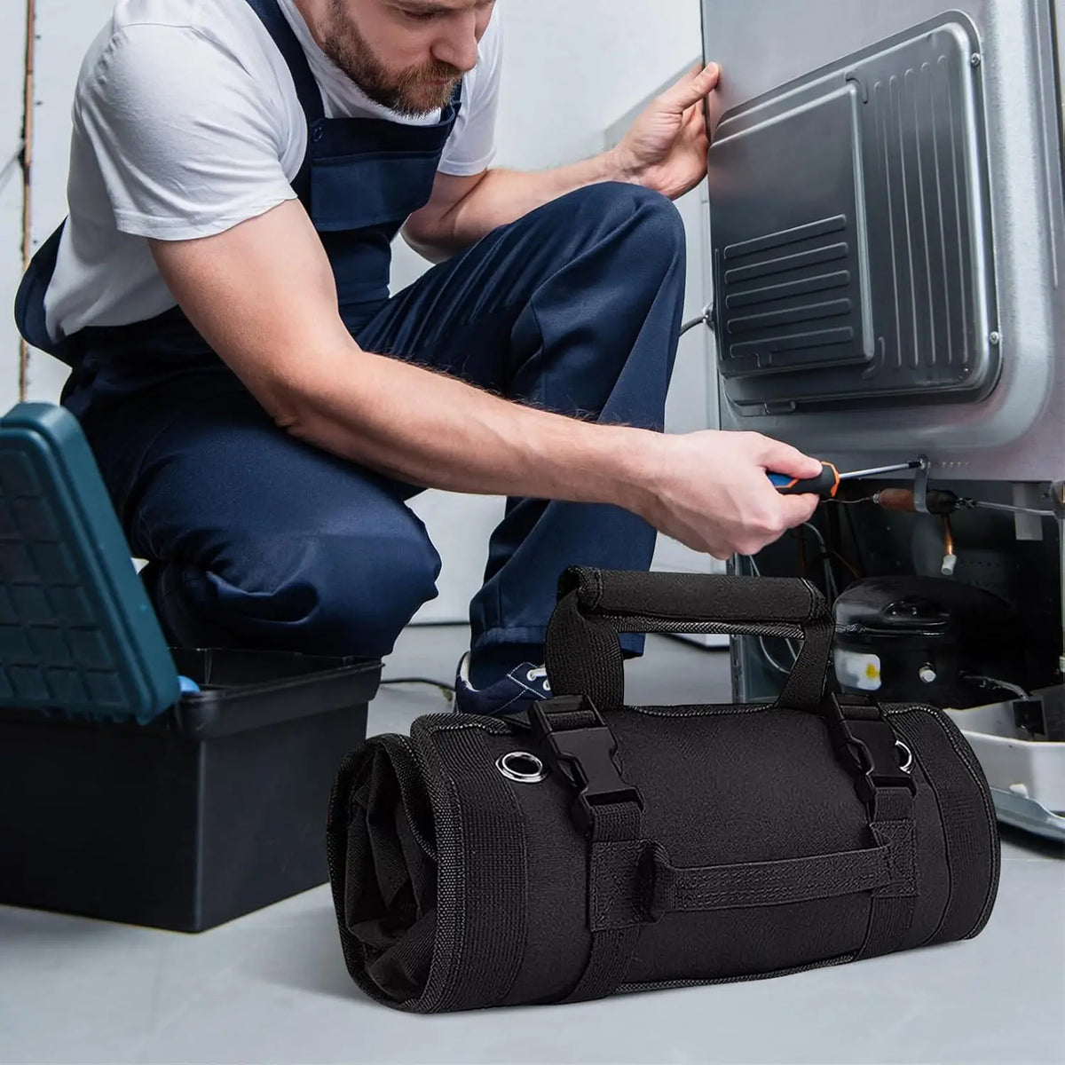 SWANS Roll-Up Oxford Tool Bag – Electrician Storage Organizer Tool Storage Bag SWANS