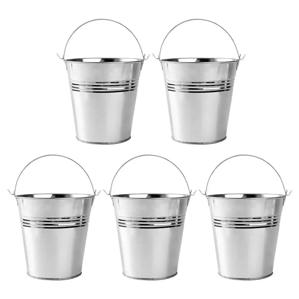 5-Pack Small Tinplate Buckets with Handle – Ice, Chips & Snacks Serving Bucket Set SWANS
