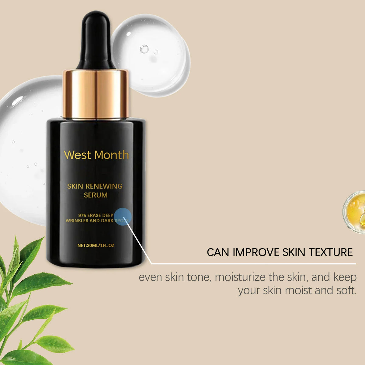 WEST MONTH Facial Rejuvenating Serum – Anti-Aging & Brightening Face Serum SWANS