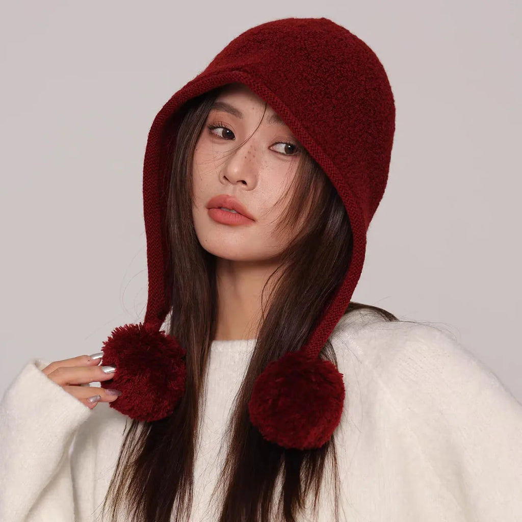 Women's Winter Pompom Balaclava Knit Beanie Hat Winter Beanie Hat SWANS