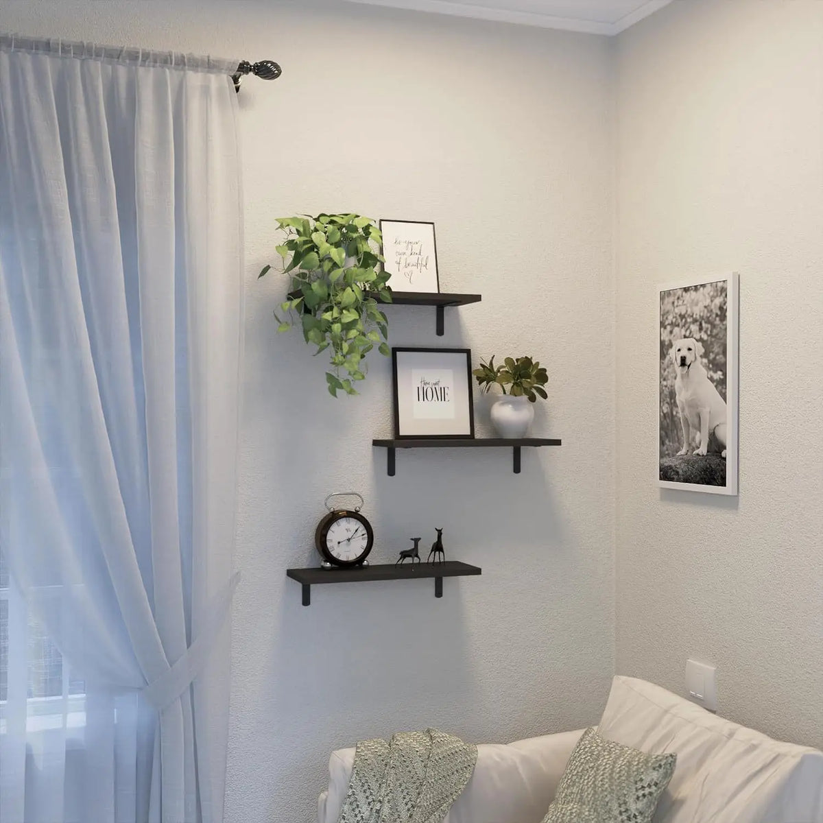 SWANS Wooden Wall Floating Shelves 2-Set – Home & Bathroom Floating Wall Shelves SWANS Paulownia