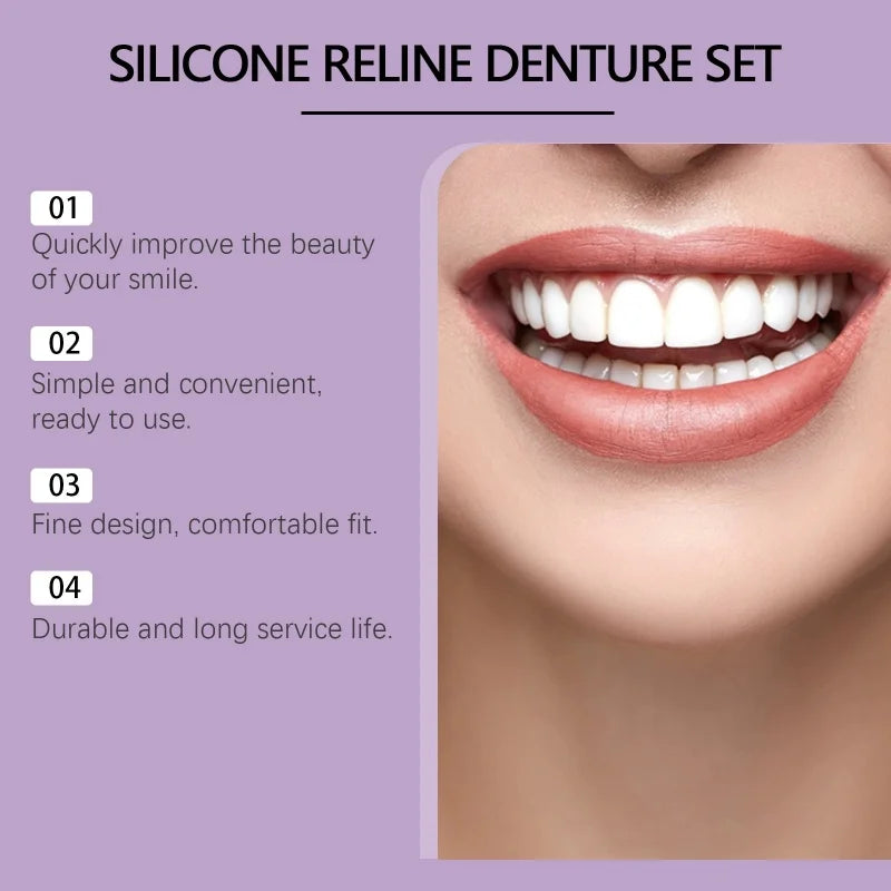 Silicone False Teeth Veneers – Upper & Lower Fake Teeth Kit Cosmetic Tooth Veneers SWANS