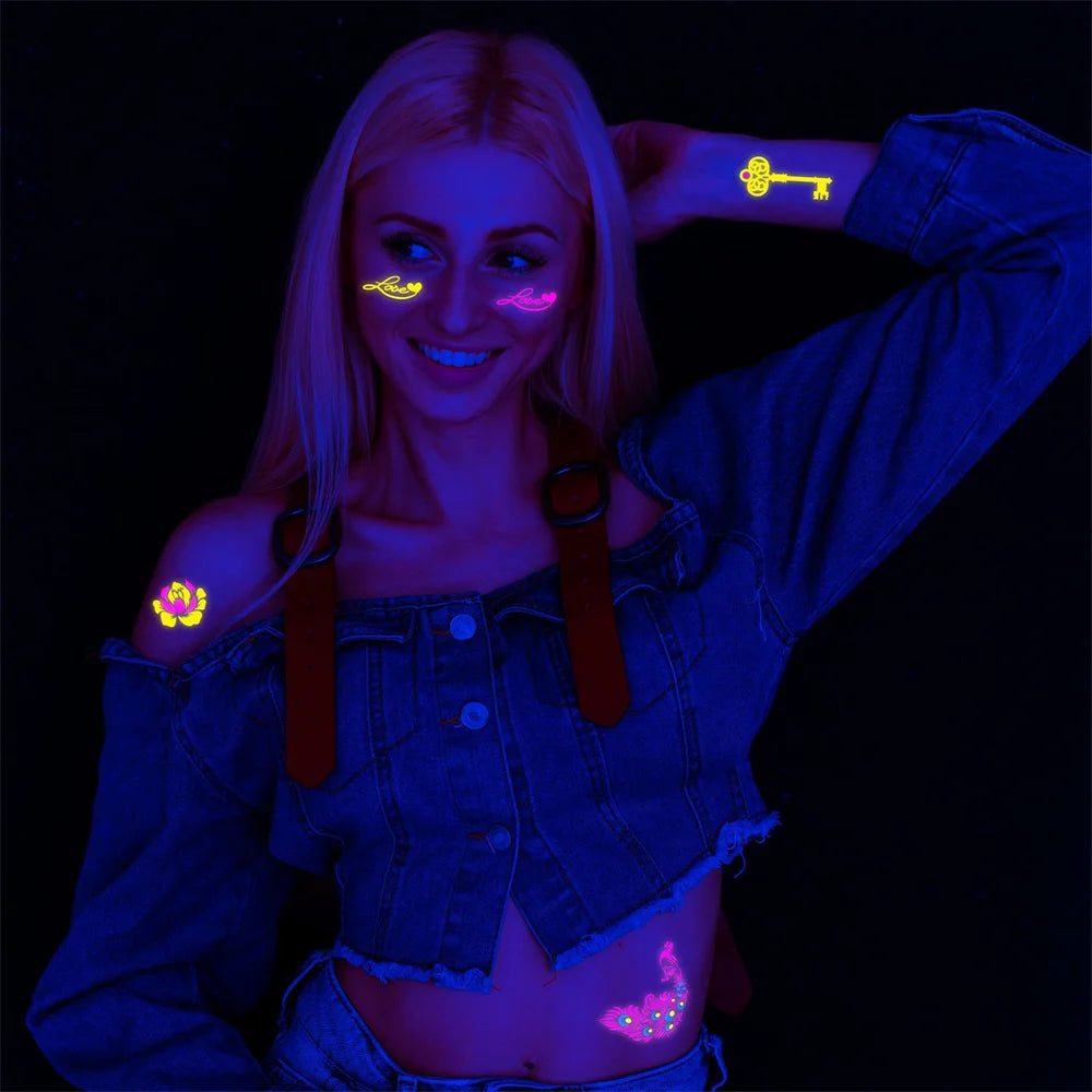 Halloween Glow Temporary Tattoo Stickers – Ghost Body Art Temporary Tattoo Stickers SWANS