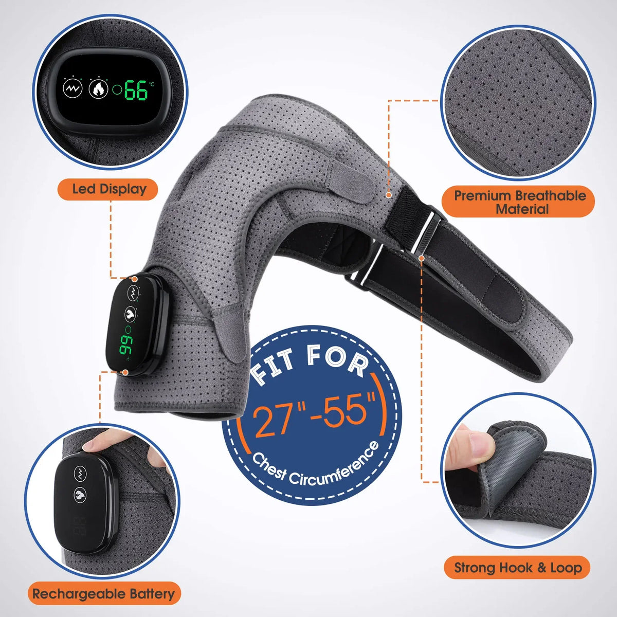 SWANS Electric Heating Shoulder Massage Brace with LED Shoulder Massage Brace SWANS