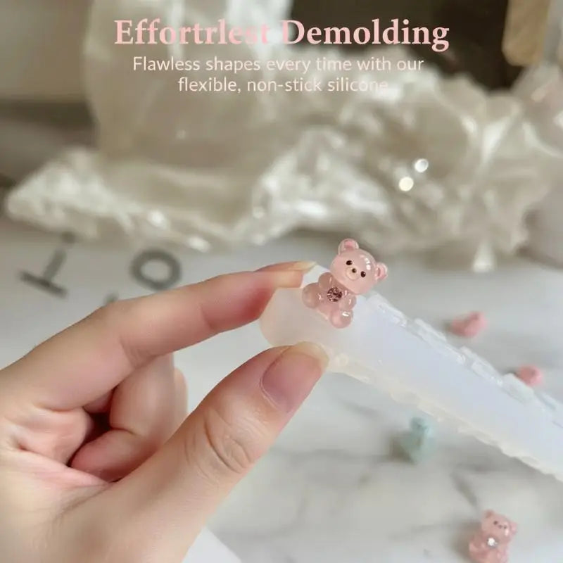 3D Nail Art Silicone Mold – Bear Flower Bow Carving Template Nail Art Mold SWANS