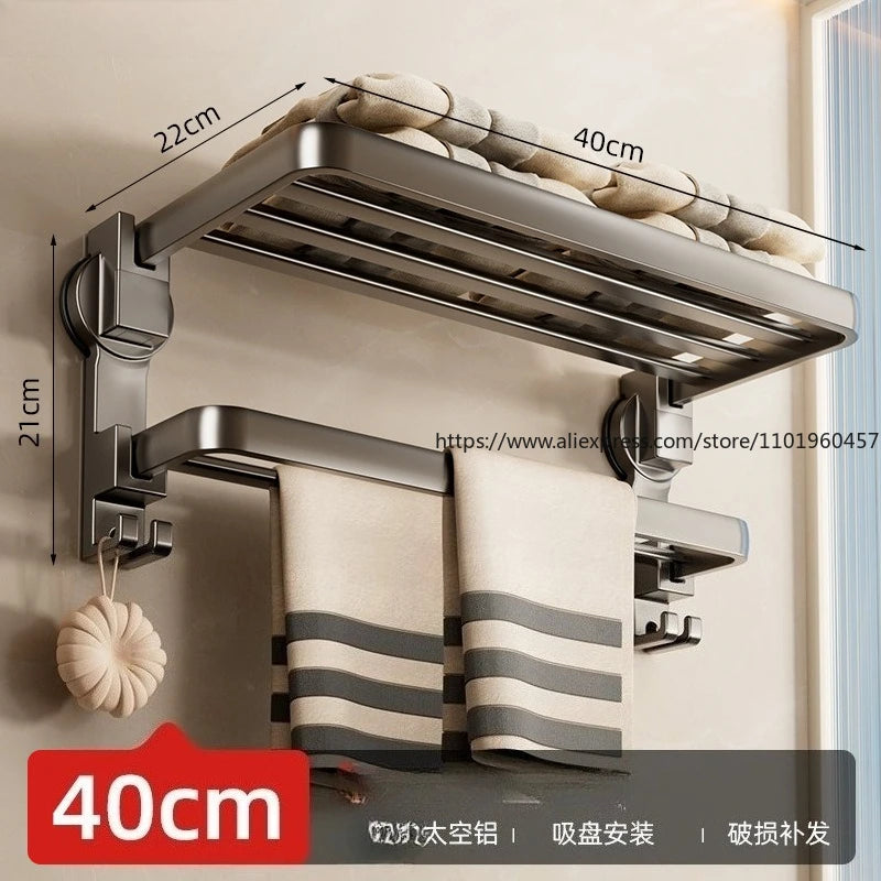 SWANS No-Drill Suction Cup Towel Rack – Double Bar & Hook Bathroom Towel Rack SWANS