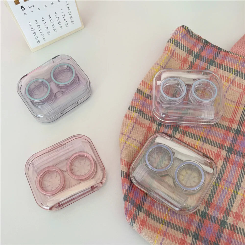 Transparent Contact Lens Case with Mirror, Tweezers & Bottle Contact Lens Case SWANS