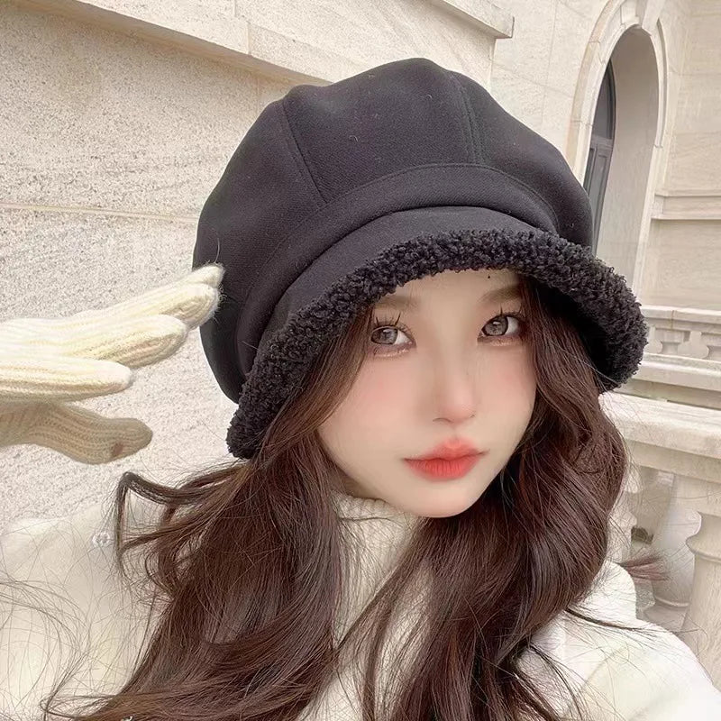 Women's Fleece Lined Winter Beret Hat – Warm Plush Ear Cover Winter Beret Hat SWANS