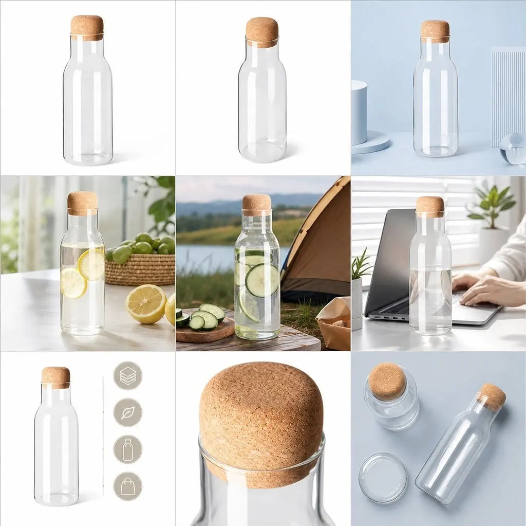 ROSENICE Cork Lid Crystal Glass Juice Bottle | Cold Drinks Glass Beverage Bottle SWANS