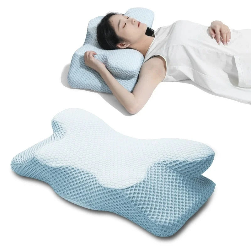 SWANS Memory Foam Contour Neck Pillow – 100% Cotton Cover Memory Foam Pillow SWANS