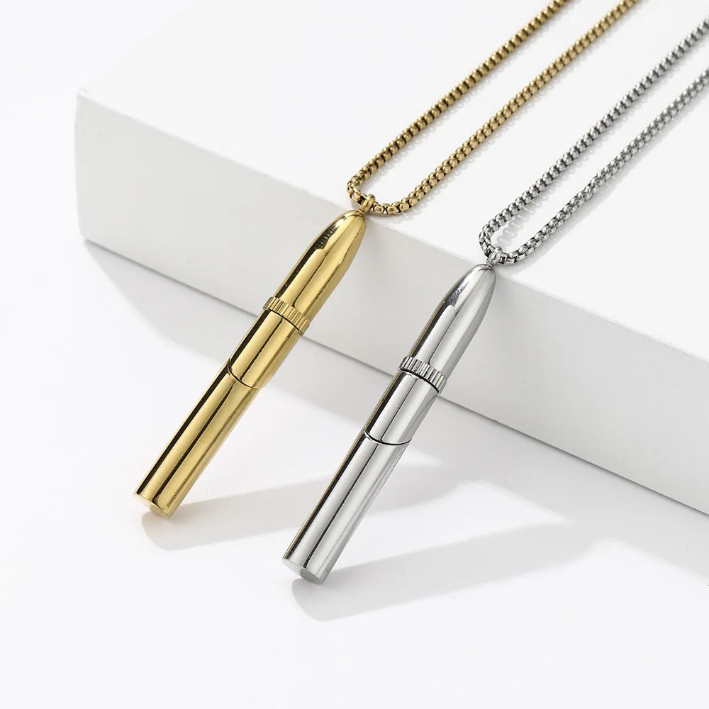 Rocket Perfume Bottle Necklace – Stainless Steel Aroma Pendant Aroma Pendant Necklace SWANS