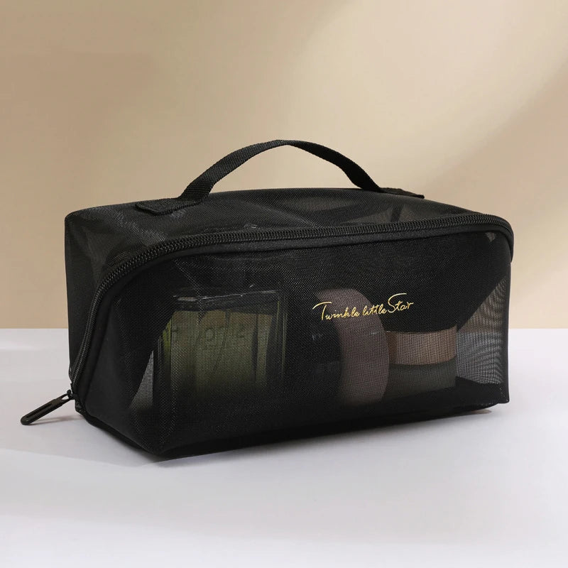 Transparent Mesh Cosmetic Bag – Travel Makeup Organizer Pouch Cosmetic Travel Bag SWANS