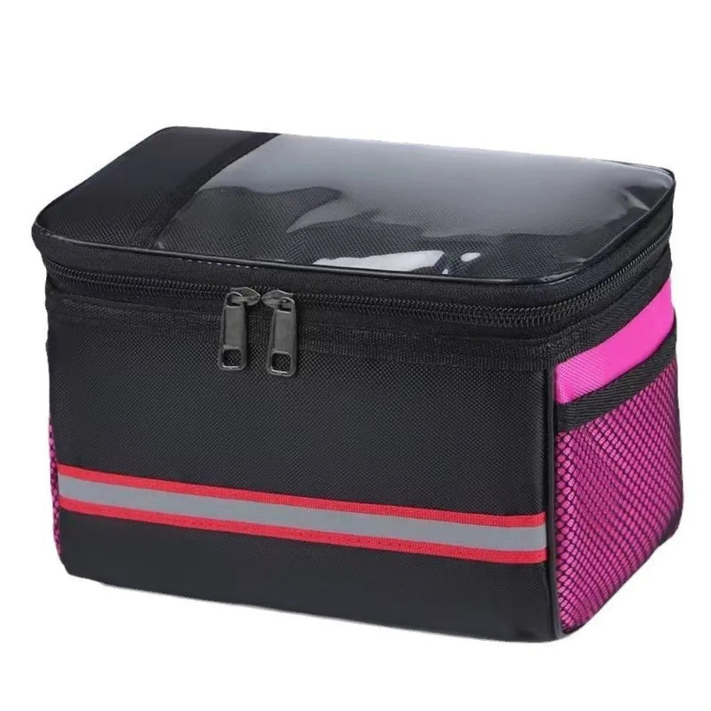 Waterproof Bike Handlebar Bag – Large Capacity Front Tube Bag Bicycle Handlebar Bag SWANS Rose Red