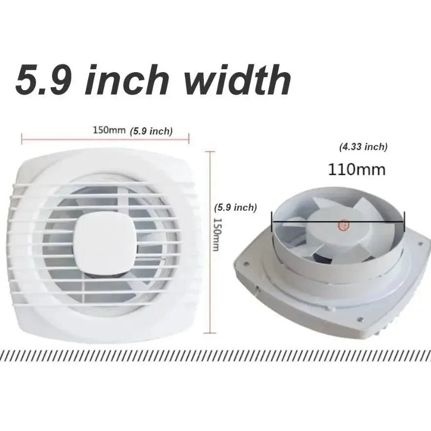 YTYIN 220V Silent Exhaust Fan 4/6/7 Inch Wall Mounted Extractor Exhaust Extractor Fan SWANS 110mm hole size 260V EU