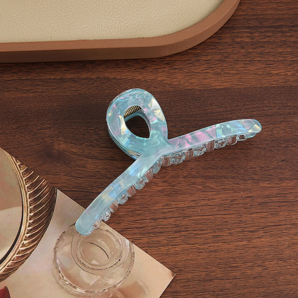 Iridescent Ribbon Hair Claw Clips – 4 Pastel Colors for Women Hair Claw Clips SWANS green 13.5cm