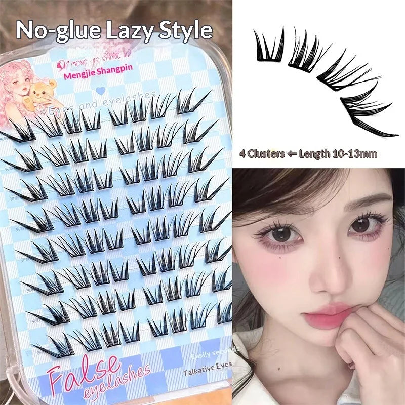No-Glue 3D Manga Cat Eye False Lashes – Reusable & Curly