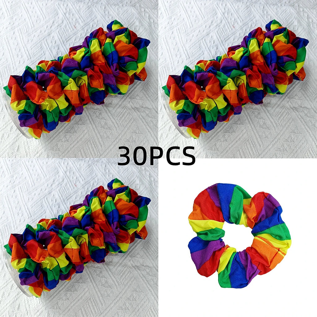 Rainbow Tropical Hair Band – Festival Style for Women & Girls Elastic Hair Band SWANS 30pcs