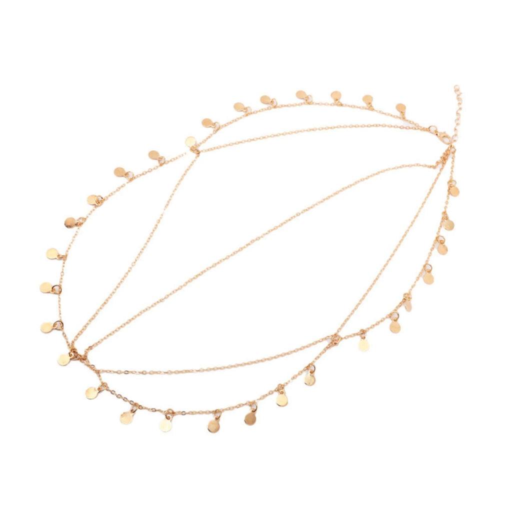 Gold Chain Headpiece with Disc Charms – Boho Hair Accessory Boho Head Chain SWANS gold