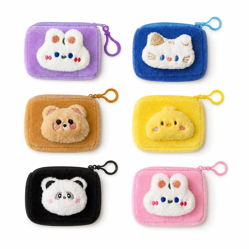 Cartoon Plush Mini Zipper Pouch for Keys, Cards & Earphones Mini Zipper Pouch SWANS