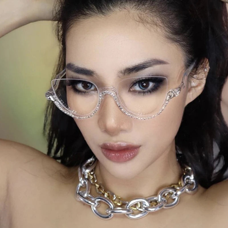 Women's Vintage Cat Eye Blue Light Blocking Glasses | Half Frame Blue Light Glasses SWANS