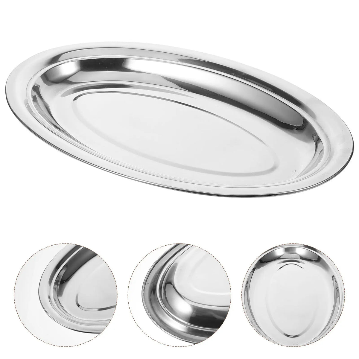 WINOMO Stainless Steel Oval Serving Tray – 35cm Dinner Plate Serving Tray SWANS