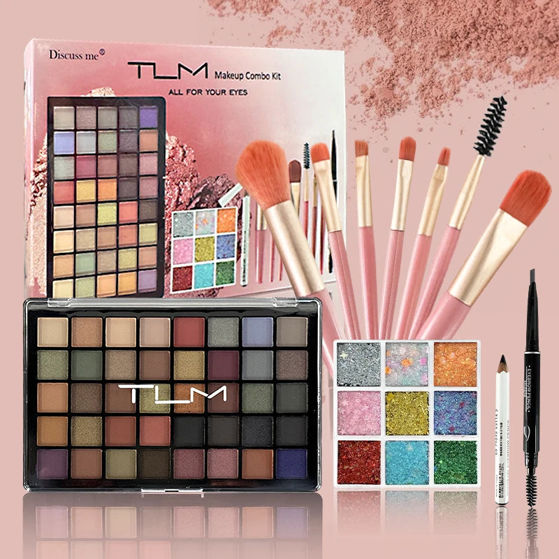 TLM 40-Color Eyeshadow & Glitter Complete Makeup Gift Set Makeup Gift Set SWANS