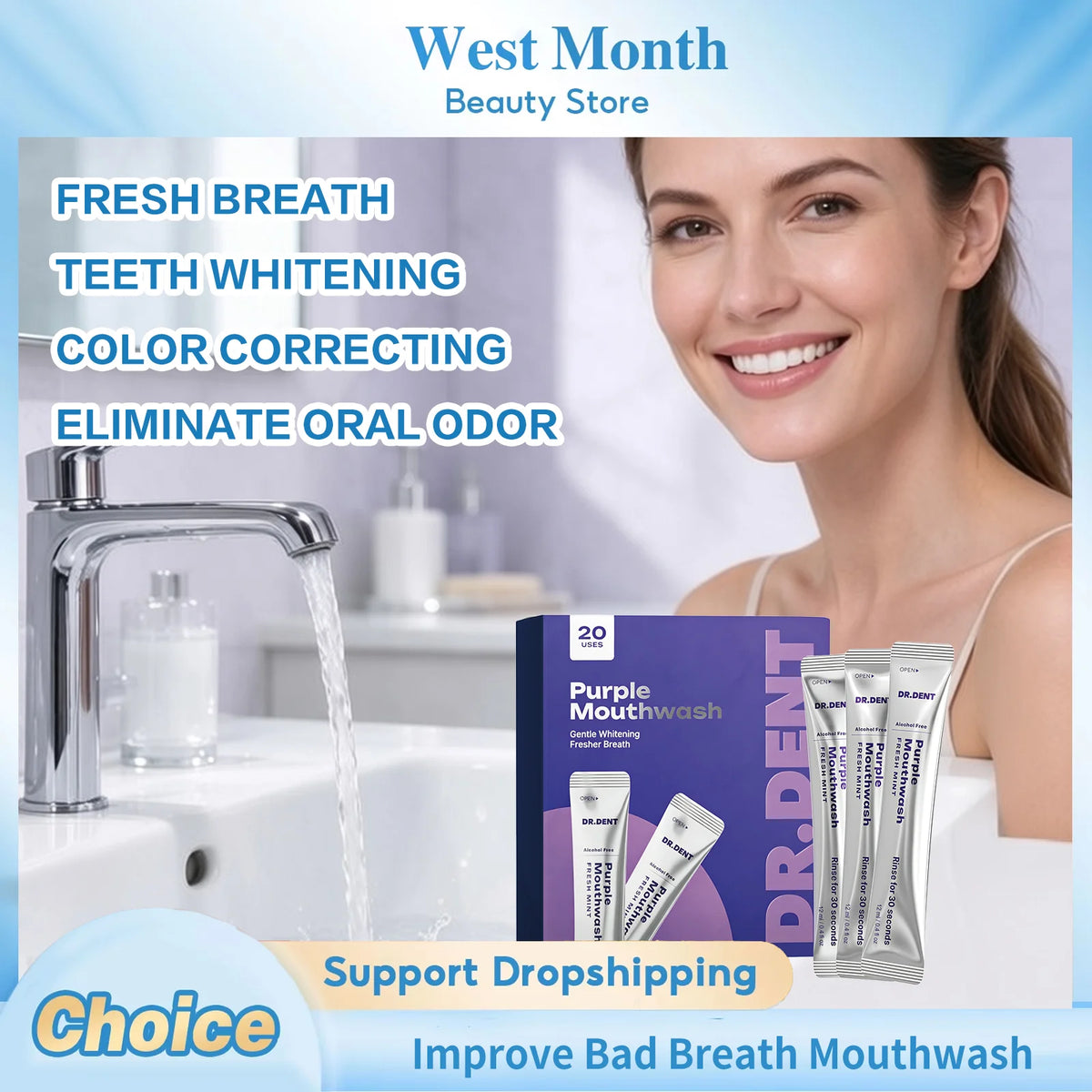 Purple Mouthwash Teeth Whitening Color Correcting – 20 Pack Whitening Mouthwash SWANS