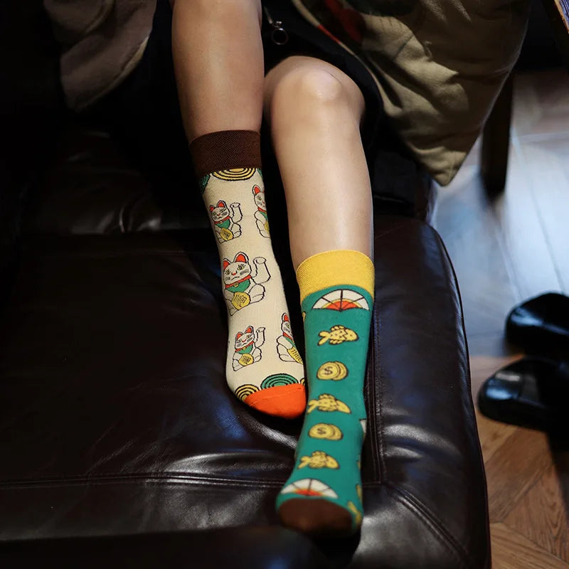 Unisex Anime Animal AB Cotton Socks – Cat Dog Koala Cow Novelty Cotton Socks SWANS