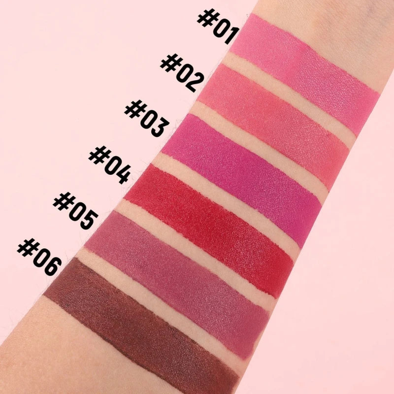 6-Color Velvet Matte Lipstick – Long-Lasting & Highly Pigmented Velvet Matte Lipstick SWANS