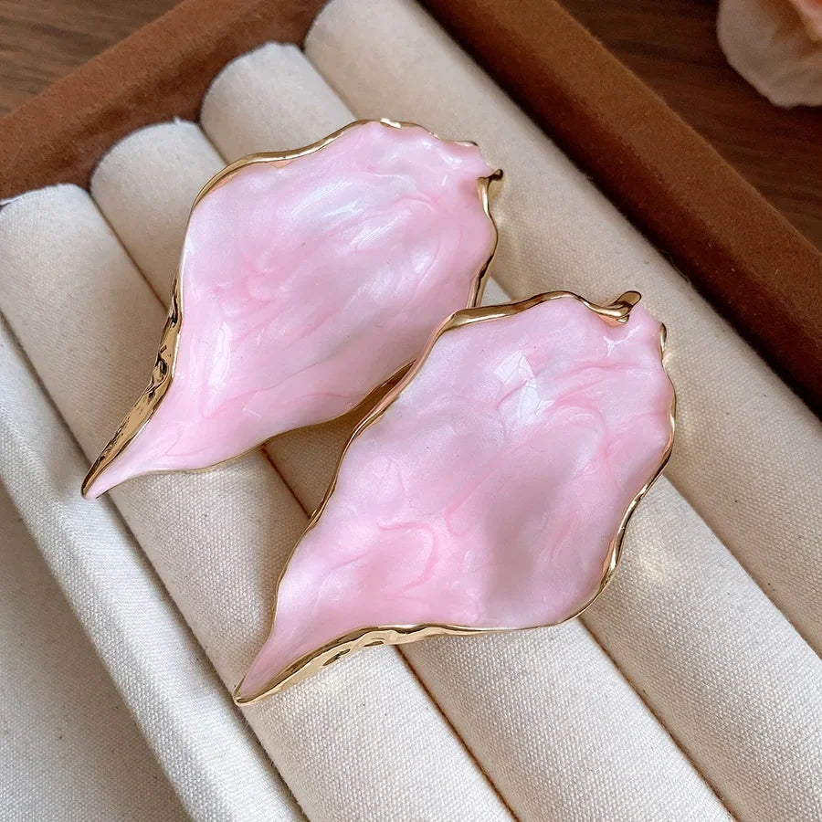 Tree Leaf Earrings – Vintage Elegant Women's Fashion Jewelry Fashion Earrings SWANS Pink
