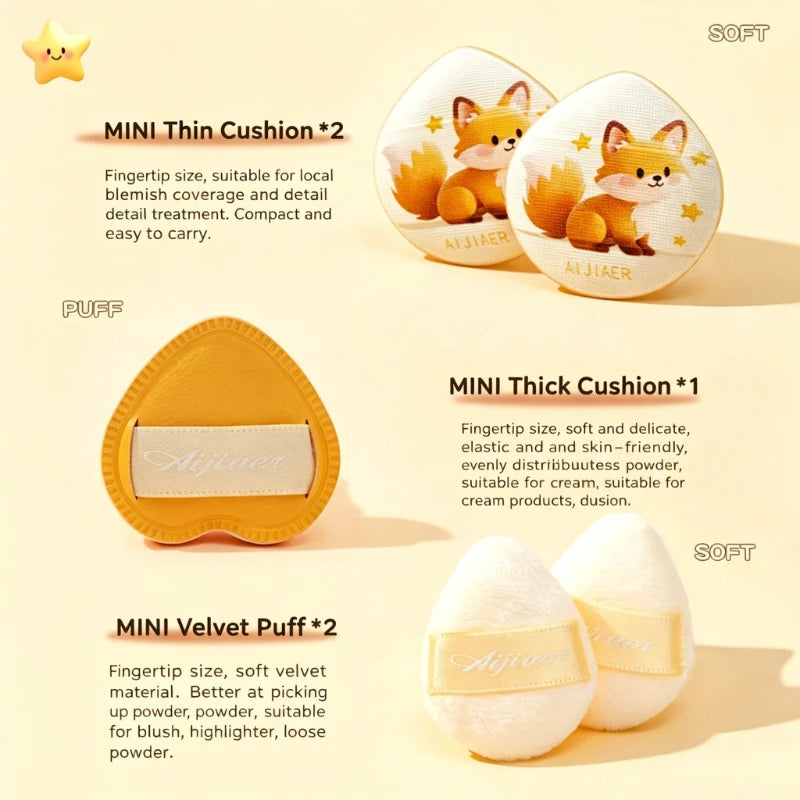 5-Pc Cat Makeup Sponge Puff Set – Wet & Dry with Storage Case Makeup Sponge Puff Set SWANS
