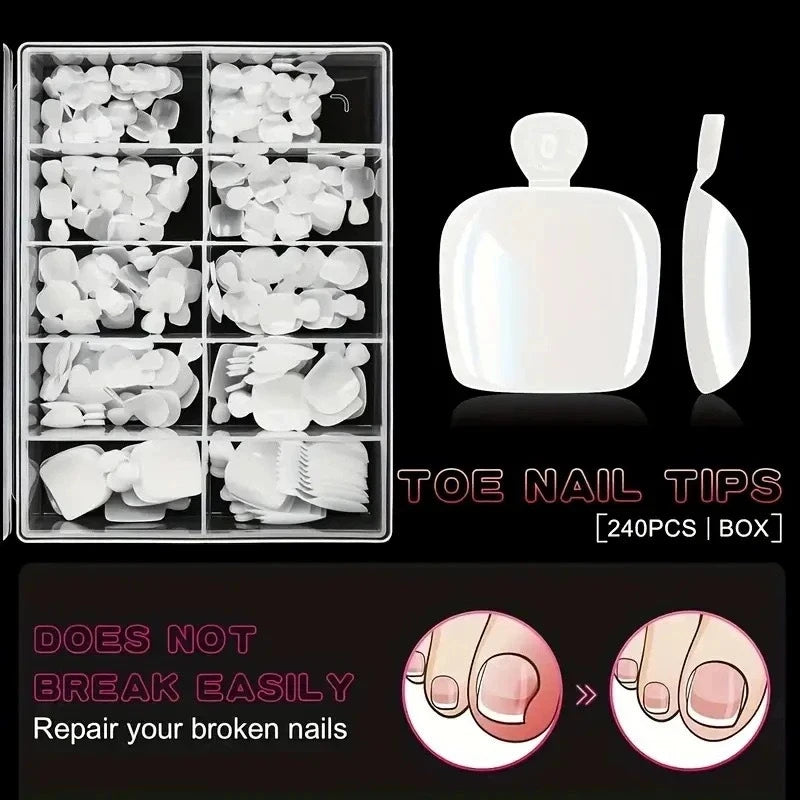 SWANS French Press-On Toenails – Short Square Full Cover Tips Press-On Toenails SWANS