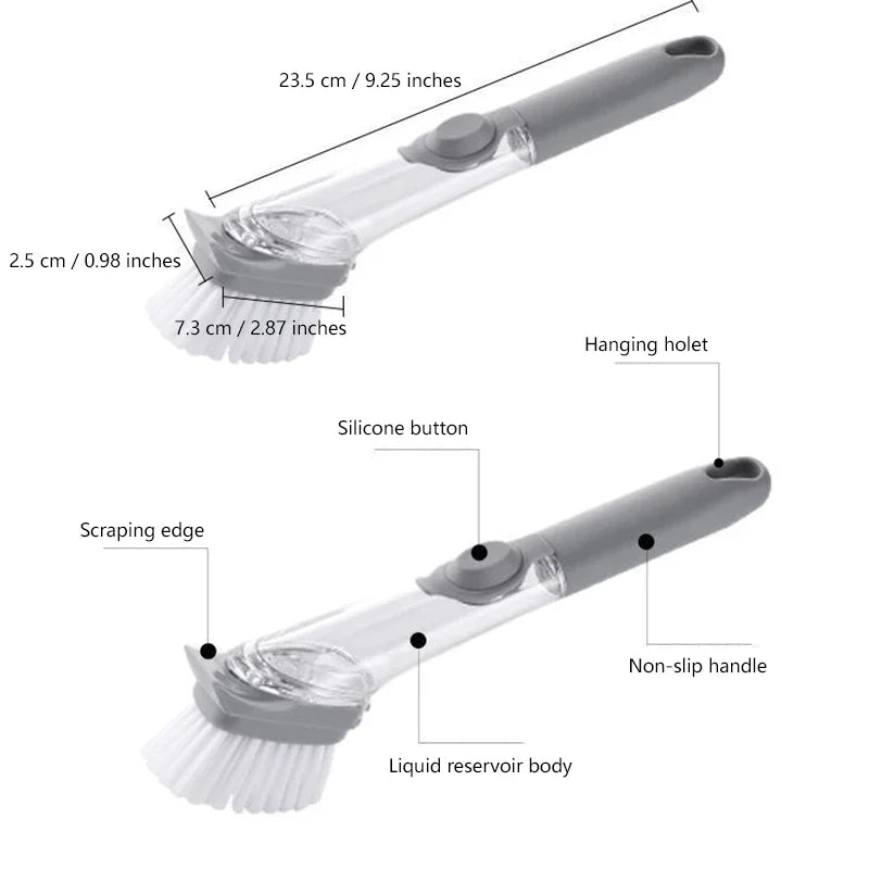 SWANS 2-in-1 Kitchen Brush with Built-In Soap Dispenser Kitchen Cleaning Brush SWANS