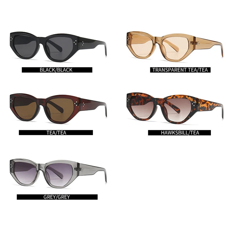 TOYEARN Cat Eye Rivet Sunglasses Women UV400 Big Frame Cat Eye Sunglasses SWANS