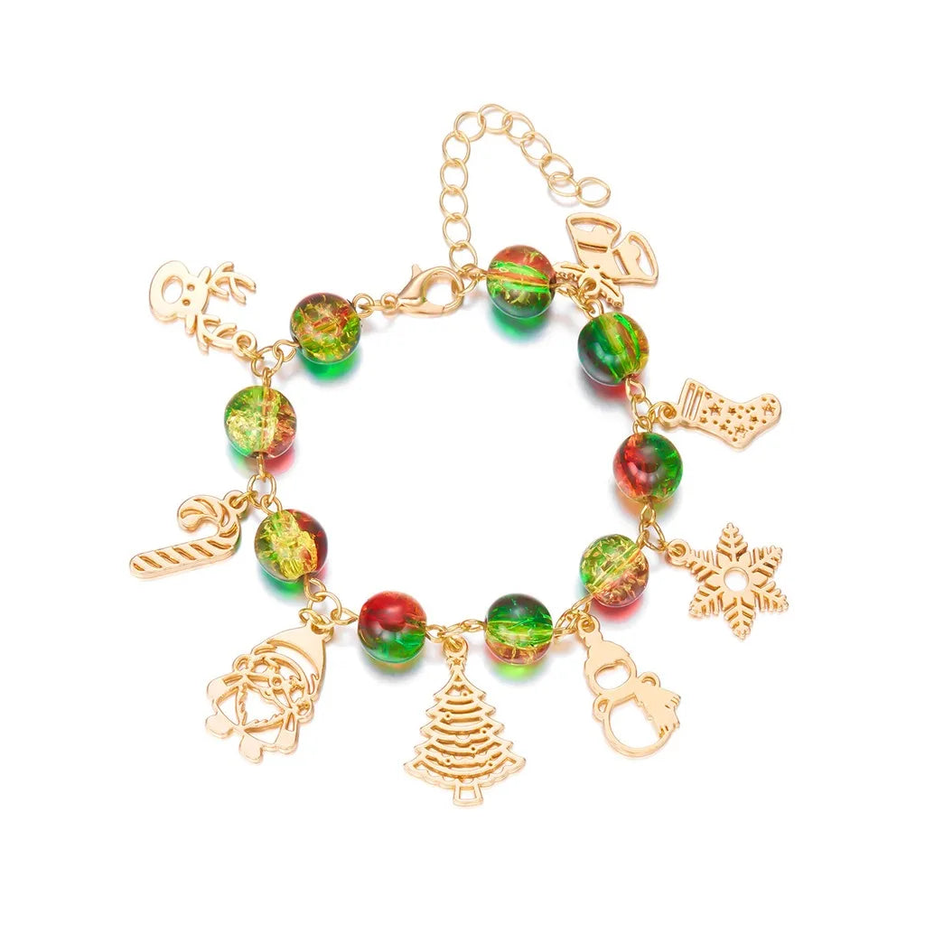 Christmas Charm Bracelet – Unisex Adjustable Beaded Holiday Charm Bracelet SWANS