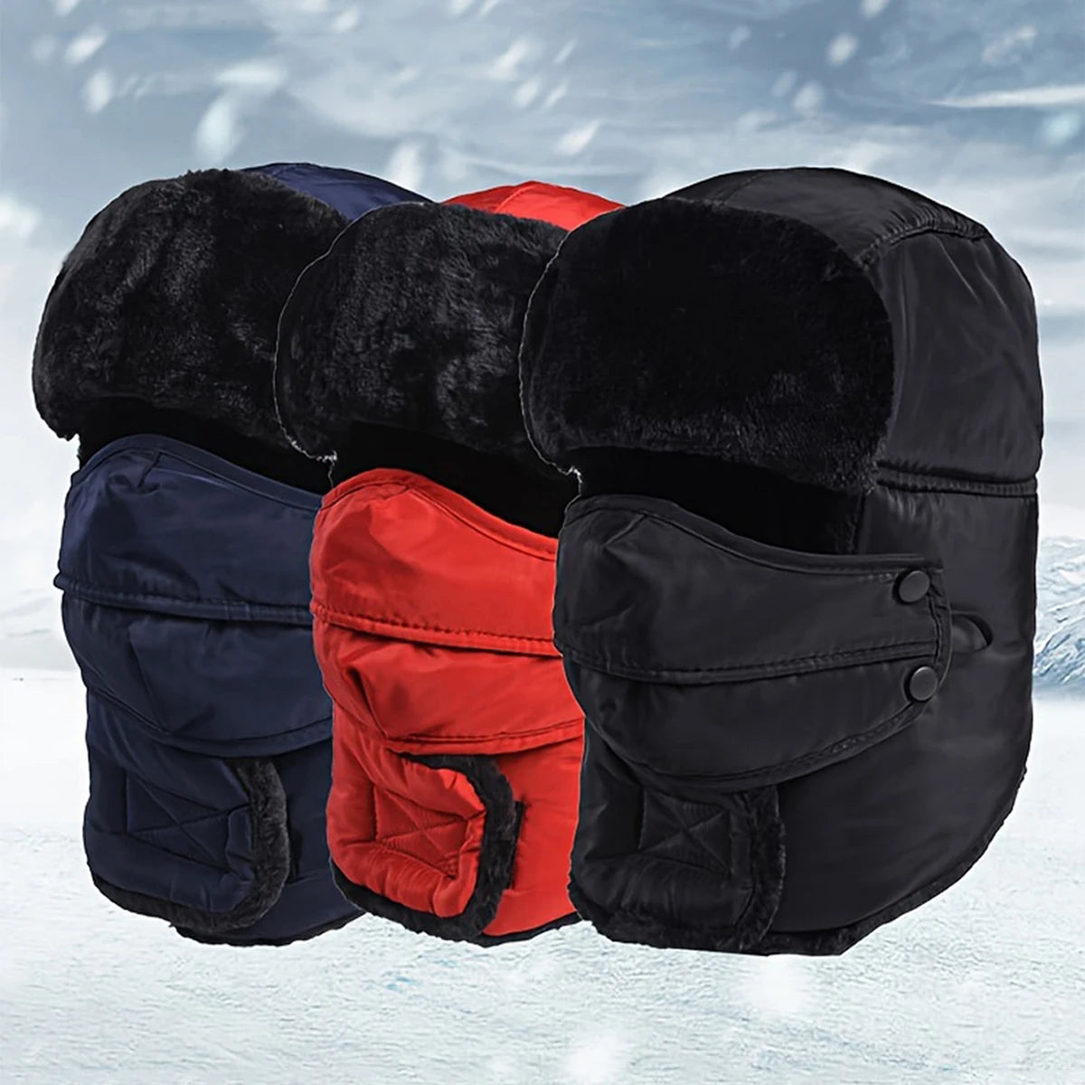 Windproof Winter Bomber Hat – Unisex Russian Trapper Snow Cap Winter Bomber Hat SWANS