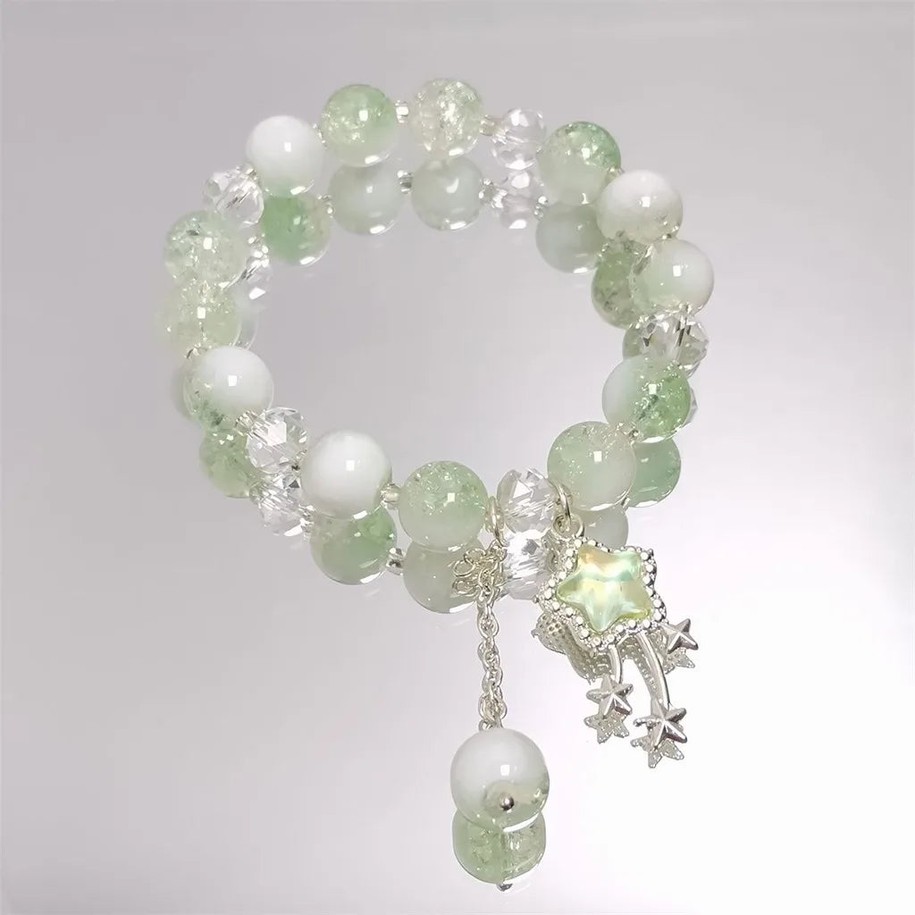Star Crystal Glass Beaded Bracelet – Y2K Best Friend Jewelry Beaded Charm Bracelet SWANS Style 4