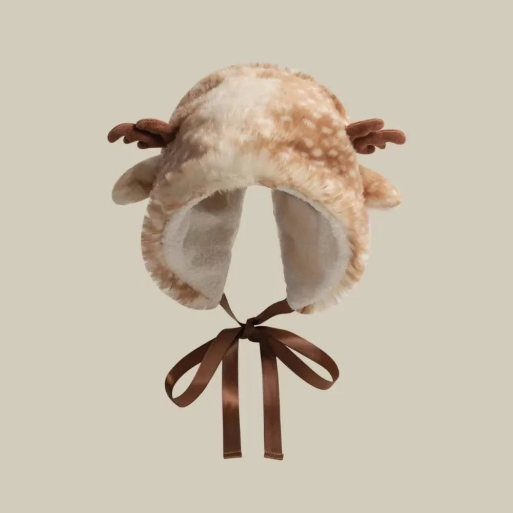 Women's Winter Plush Knit Hat – Christmas Deer Ear Beanie Winter Knit Beanie SWANS B