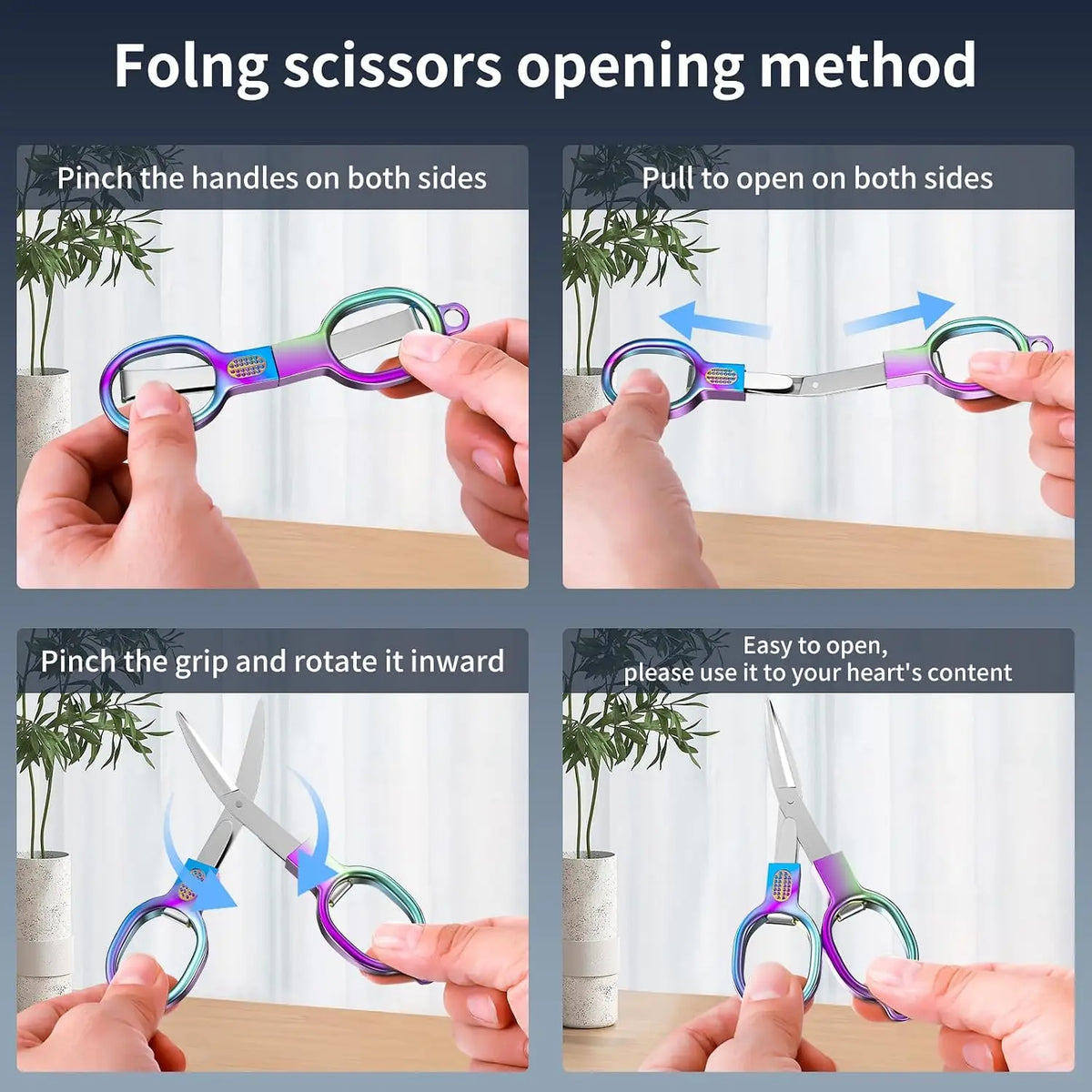 Rainbow Folding Scissors – Portable Stainless Steel Craft Snips Folding Scissors SWANS