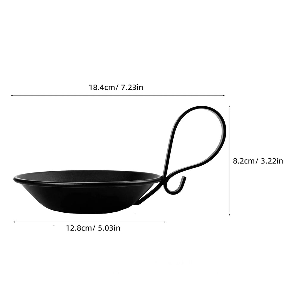 Black Iron Pillar Candleholder with Handle – Retro Metal Stand Pillar Candleholder Stand SWANS