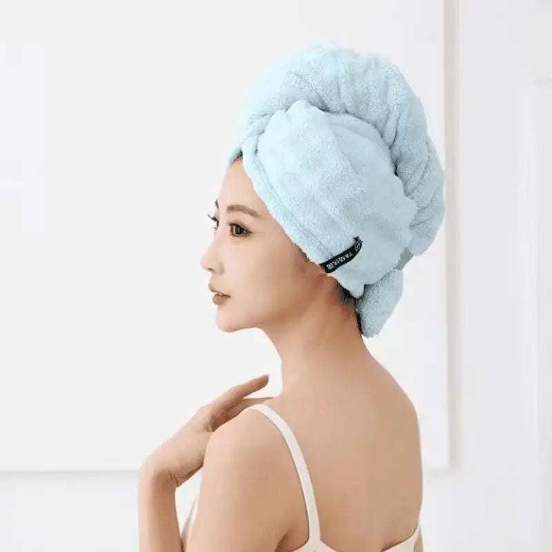SWANS Thickened Plush Hair Drying Cap – Quick Dry Towel Hair Drying Cap SWANS Blue
