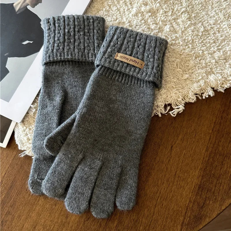 Women's Knitted Touchscreen Gloves – Fingerless & Full Finger Knitted Gloves SWANS Gray
