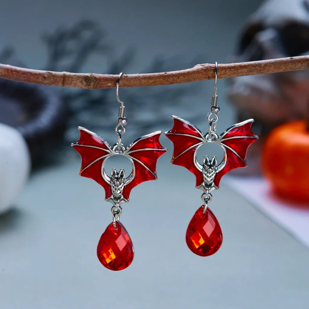 Gothic Bat Dangle Earrings – Dark Punk Halloween Drop Jewelry Gothic Dangle Earrings SWANS