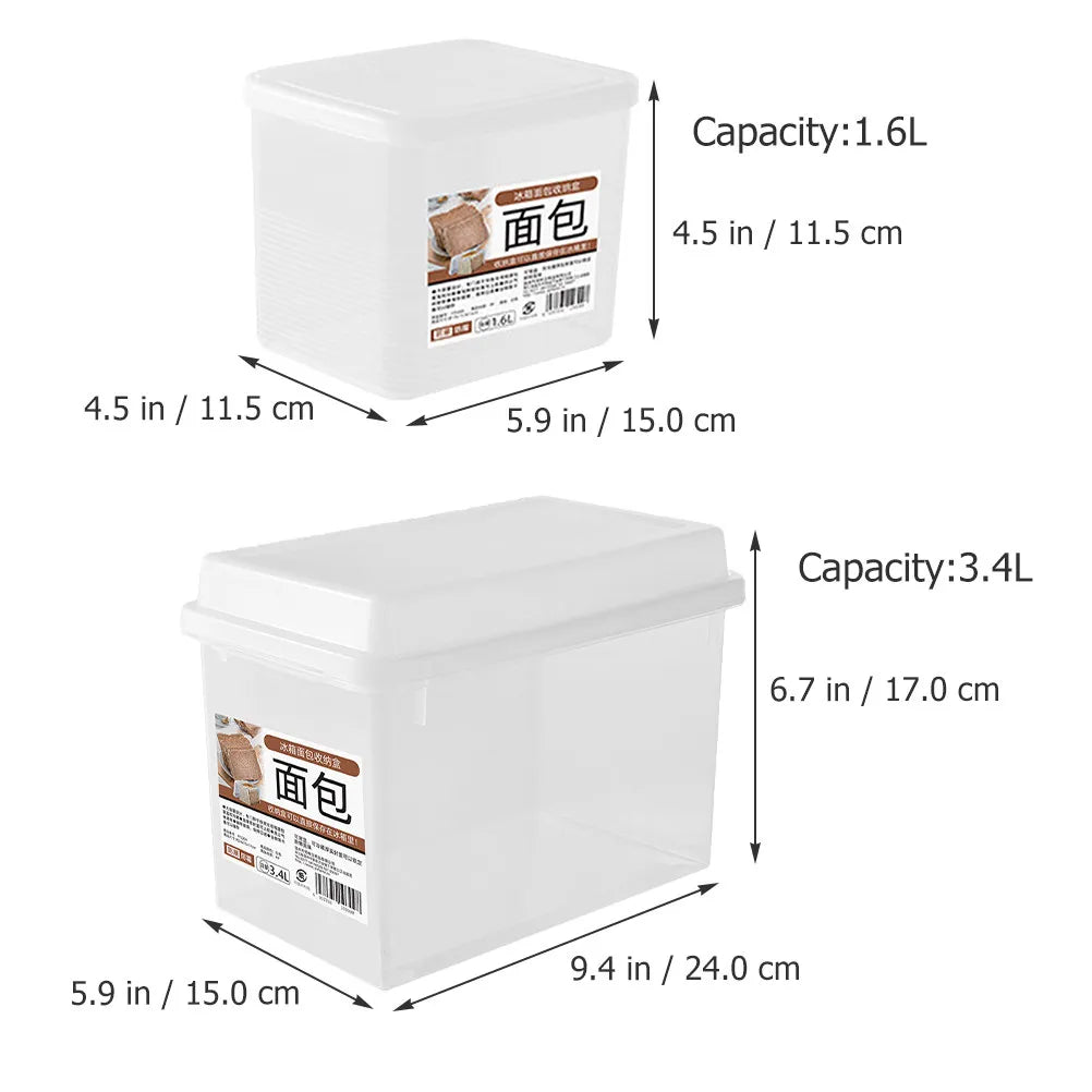 2-Pack Transparent Airtight Bread Storage Containers – PP Plastic Bread Storage Container SWANS