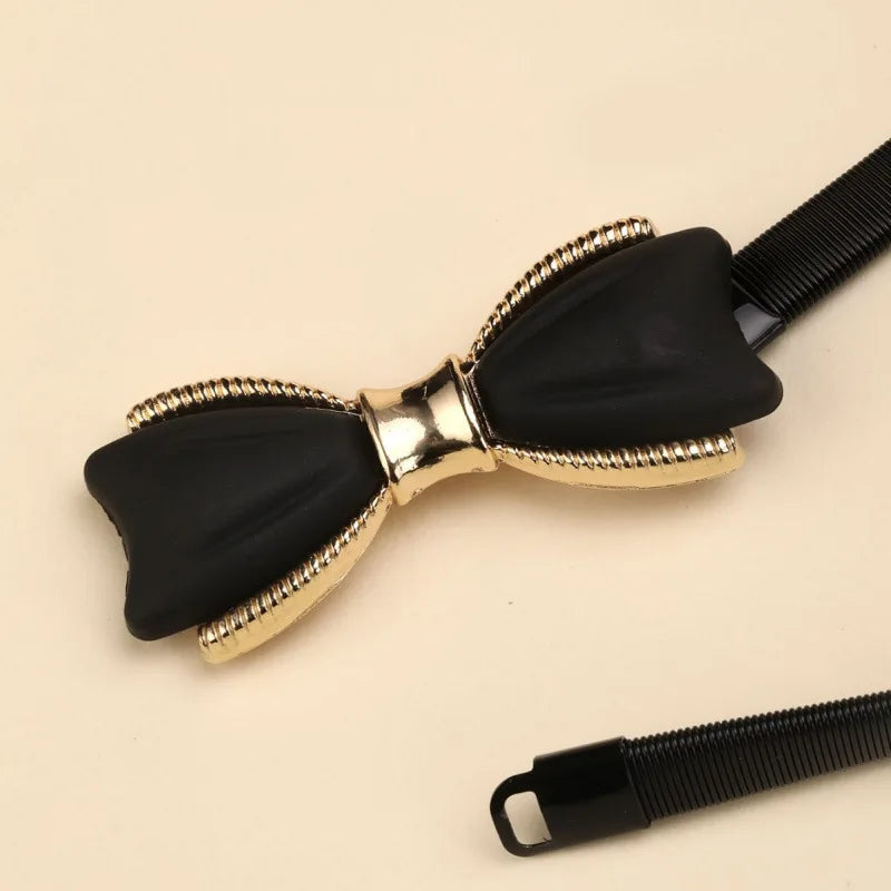 Retro Bow Waist Belt for Women – Thin Elastic Metal Dress Belt Women's Fashion Belt SWANS